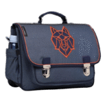 Cartable Caramel & Cie Moyen Loup bleu (avec biais orange)