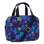 Sac repas Kipling Miyo Dark Flower Stamp, vue de trois quarts, Maroquinerie Jourdan Bruxelles